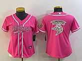 Women's Minnesota Vikings Pink Team Big Logo With Patch Cool Base Stitched Baseball Jersey,baseball caps,new era cap wholesale,wholesale hats